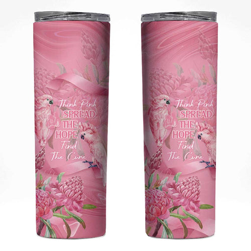 Australia Breast Cancer Awareness Skinny Tumbler Think Pink Cockatoos Ribbon - Aussie Hoodie