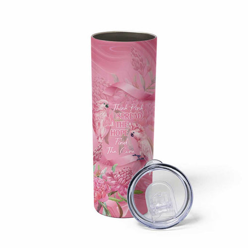 Australia Breast Cancer Awareness Skinny Tumbler Think Pink Cockatoos Ribbon - Aussie Hoodie