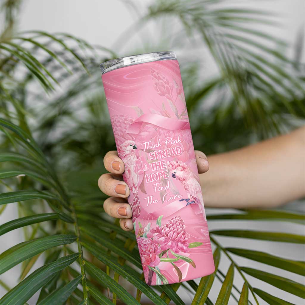 Australia Breast Cancer Awareness Skinny Tumbler Think Pink Cockatoos Ribbon - Aussie Hoodie