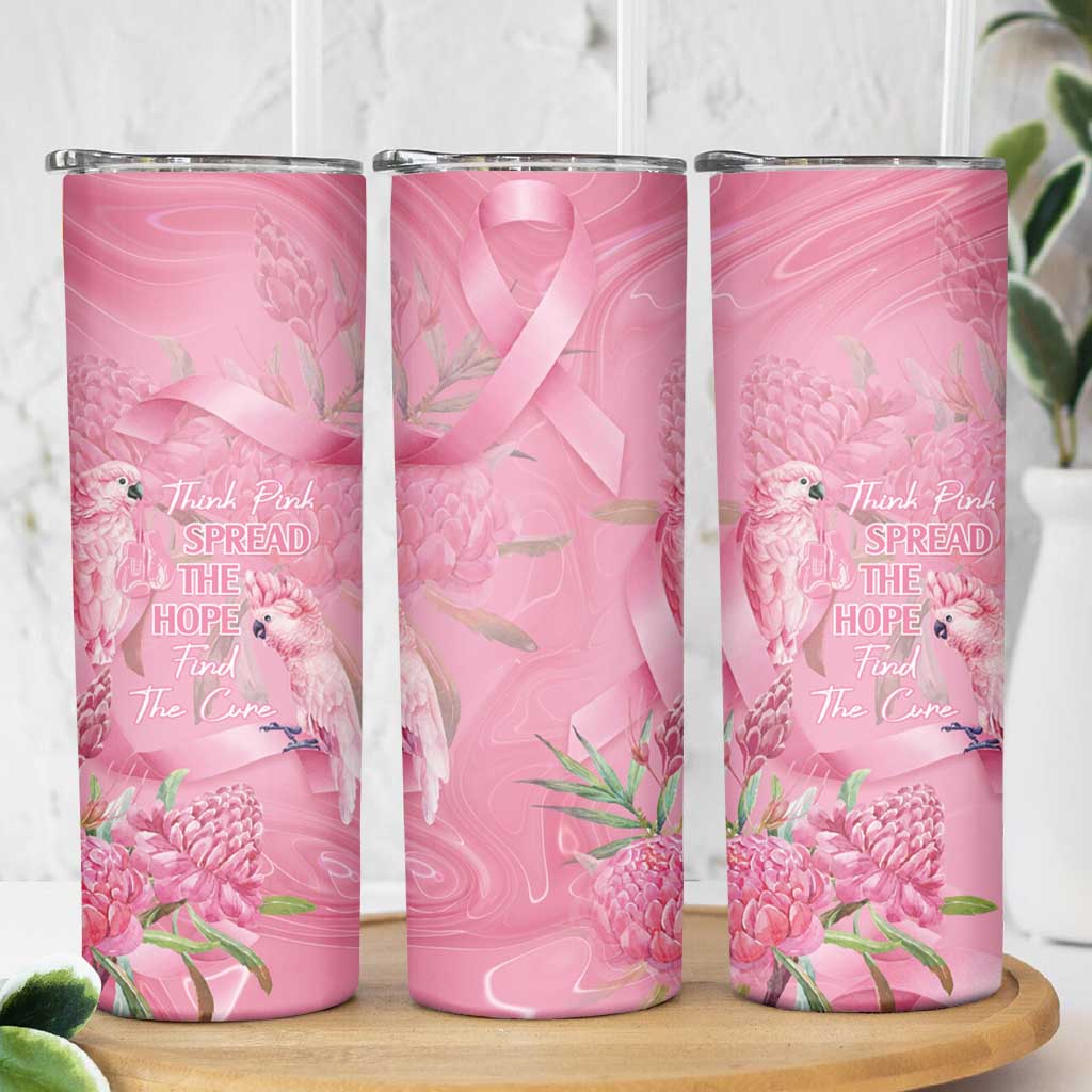 Australia Breast Cancer Awareness Skinny Tumbler Think Pink Cockatoos Ribbon - Aussie Hoodie