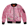 Australia Breast Cancer Awareness Sleeve Zip Bomber Jacket Think Pink Cockatoos Ribbon - Aussie Hoodie