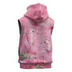 Australia Breast Cancer Awareness Sleeveless Hoodie Think Pink Cockatoos Ribbon - Aussie Hoodie