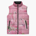 Australia Breast Cancer Awareness Sleeveless Puffer Jacket Think Pink Cockatoos Ribbon - Aussie Hoodie