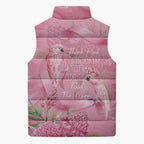 Australia Breast Cancer Awareness Sleeveless Puffer Jacket Think Pink Cockatoos Ribbon - Aussie Hoodie