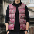 Australia Breast Cancer Awareness Sleeveless Puffer Jacket Think Pink Cockatoos Ribbon - Aussie Hoodie