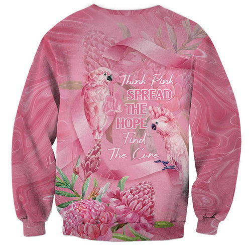 Australia Breast Cancer Awareness Sweatshirt Think Pink Cockatoos Ribbon - Aussie Hoodie