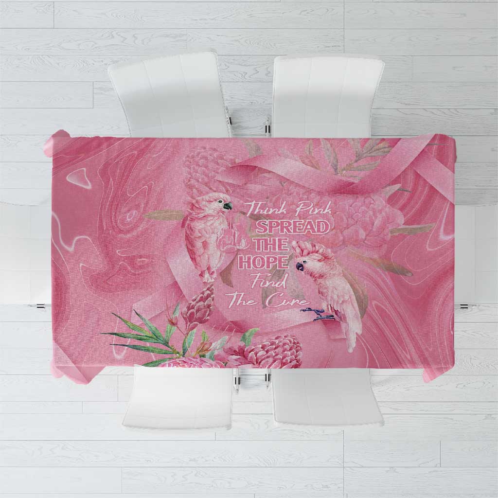 Australia Breast Cancer Awareness Tablecloth Think Pink Cockatoos Ribbon - Aussie Hoodie