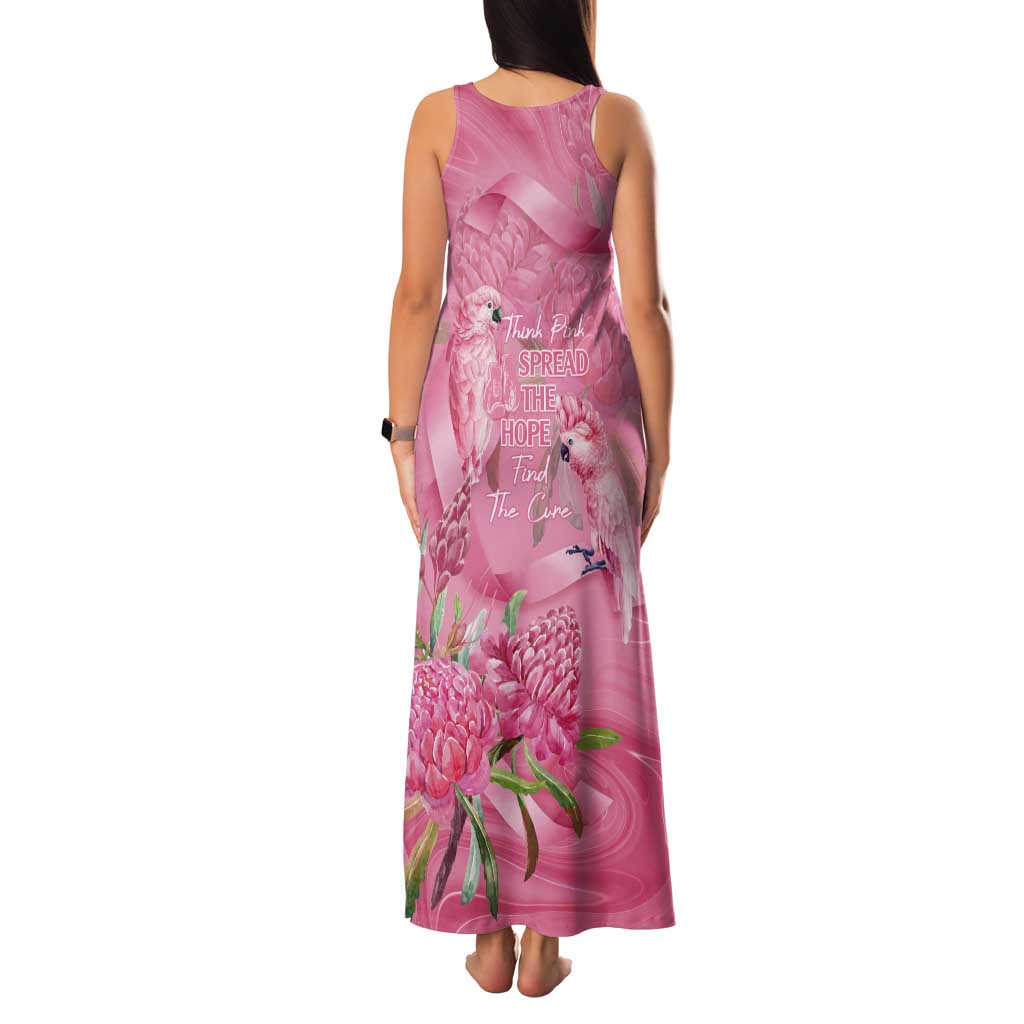 Australia Breast Cancer Awareness Tank Maxi Dress Think Pink Cockatoos Ribbon - Aussie Hoodie