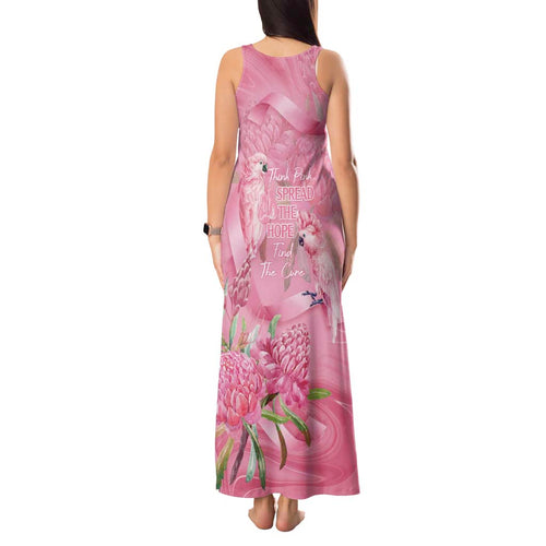 Australia Breast Cancer Awareness Tank Maxi Dress Think Pink Cockatoos Ribbon - Aussie Hoodie