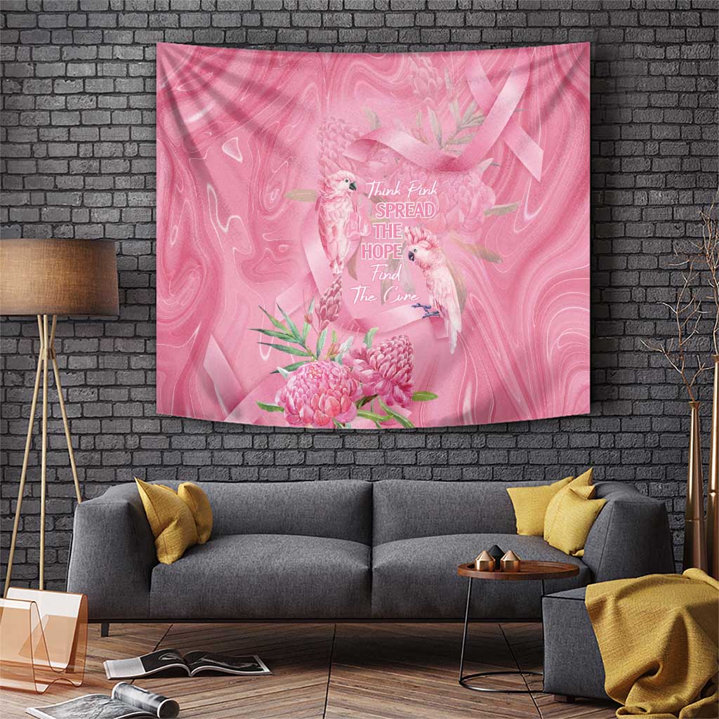 Australia Breast Cancer Awareness Tapestry Think Pink Cockatoos Ribbon - Aussie Hoodie