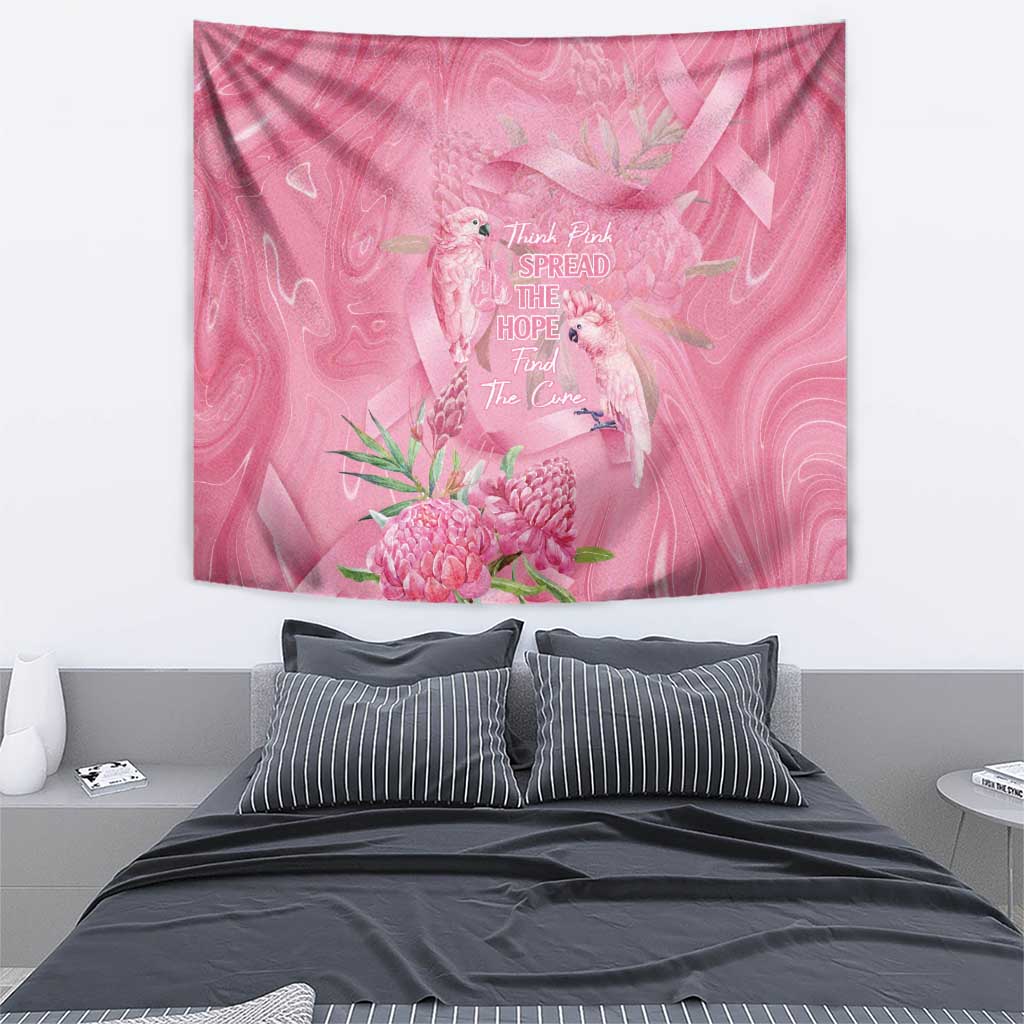 Australia Breast Cancer Awareness Tapestry Think Pink Cockatoos Ribbon - Aussie Hoodie