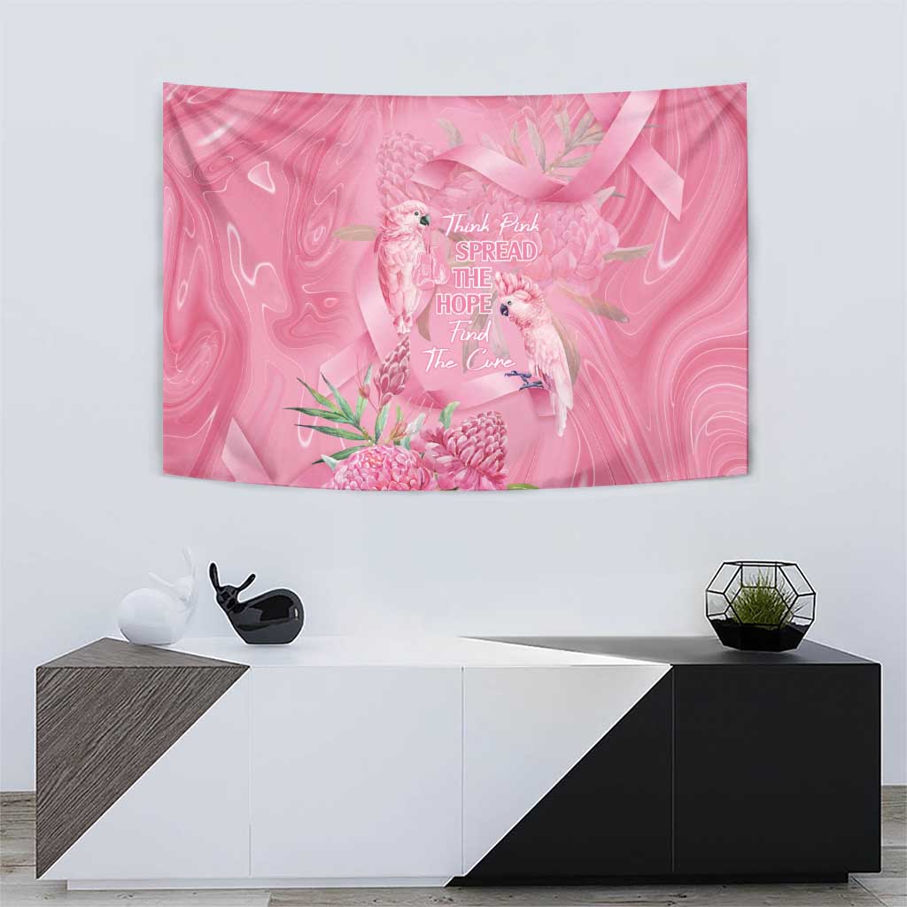 Australia Breast Cancer Awareness Tapestry Think Pink Cockatoos Ribbon - Aussie Hoodie