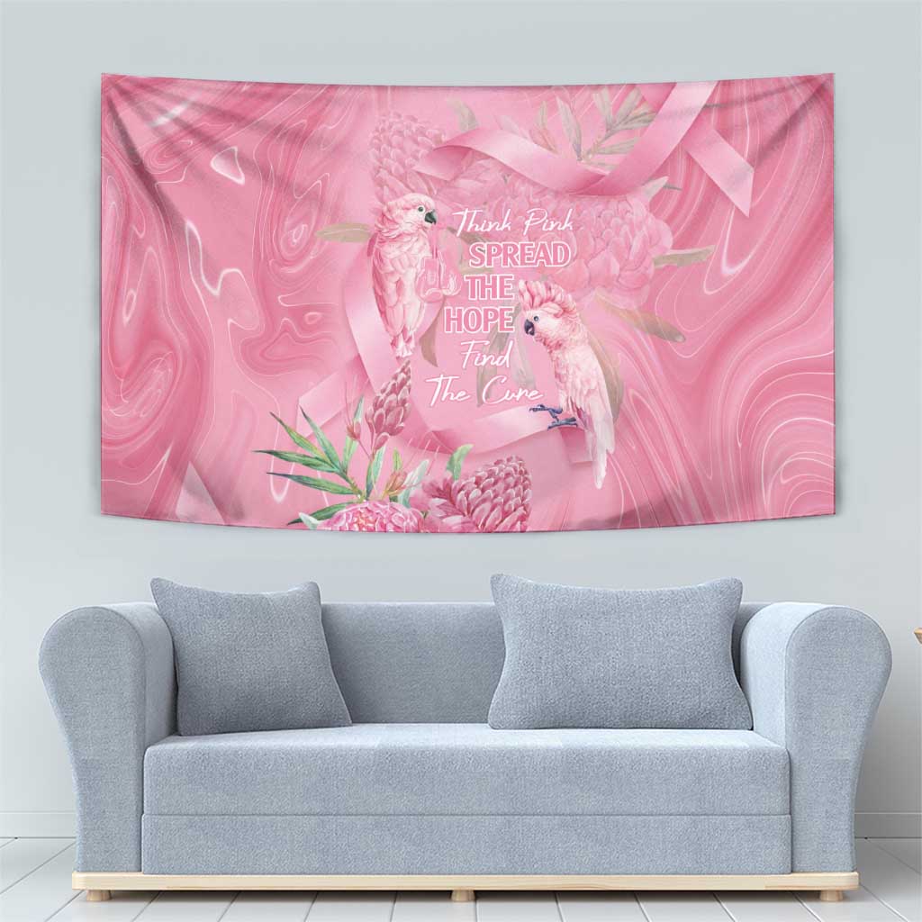 Australia Breast Cancer Awareness Tapestry Think Pink Cockatoos Ribbon - Aussie Hoodie