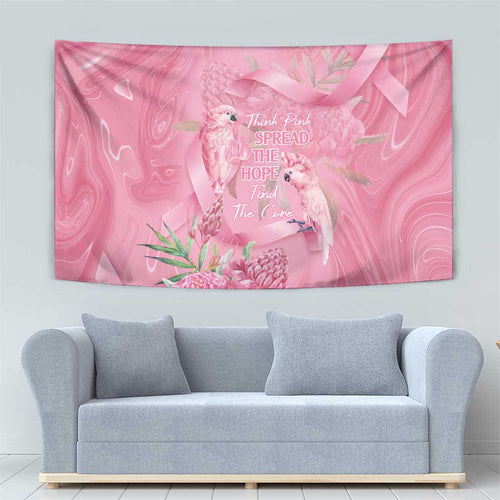 Australia Breast Cancer Awareness Tapestry Think Pink Cockatoos Ribbon - Aussie Hoodie