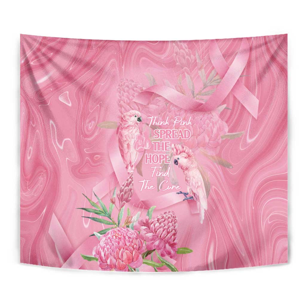 Australia Breast Cancer Awareness Tapestry Think Pink Cockatoos Ribbon - Aussie Hoodie