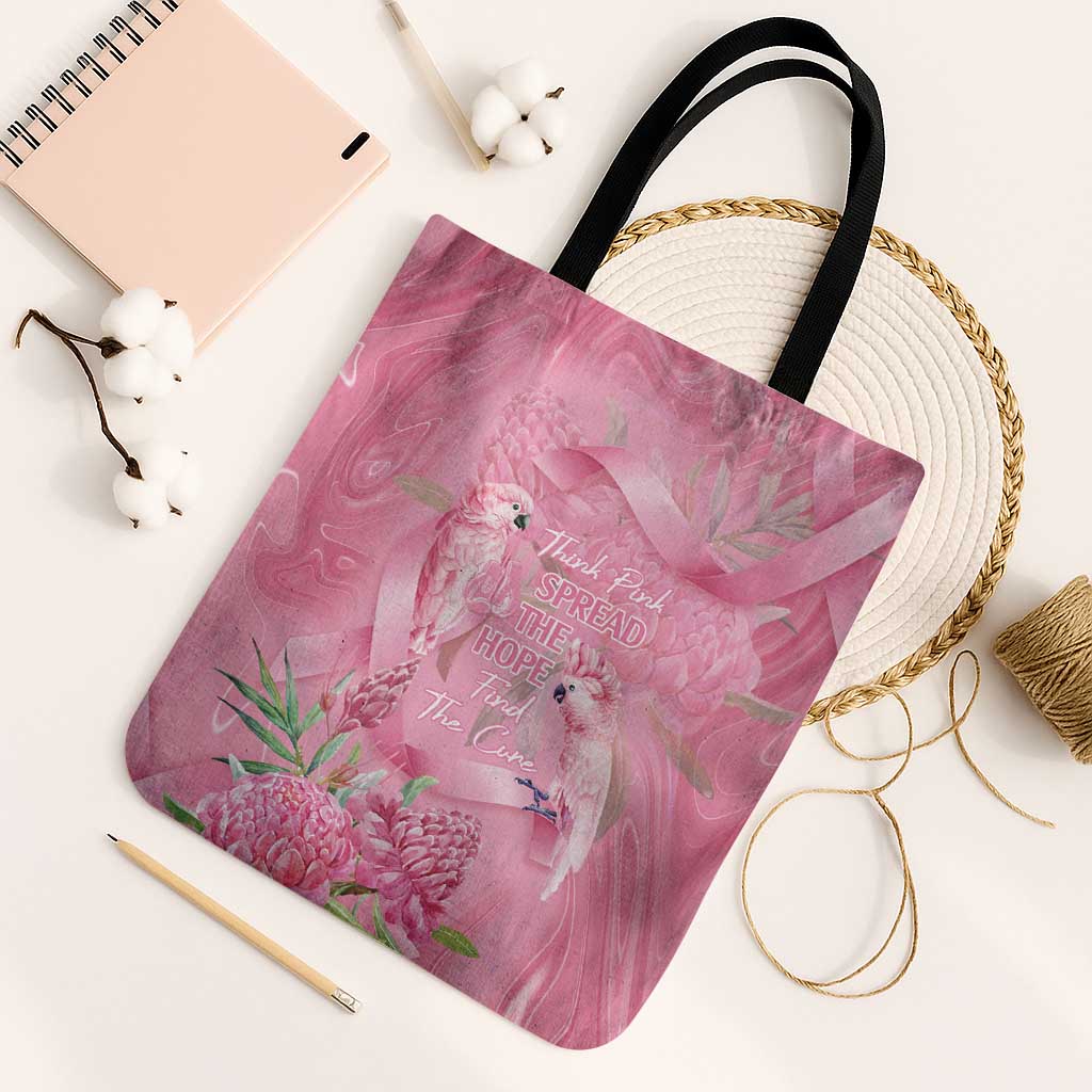 Australia Breast Cancer Awareness Tote Bag Think Pink Cockatoos Ribbon - Aussie Hoodie
