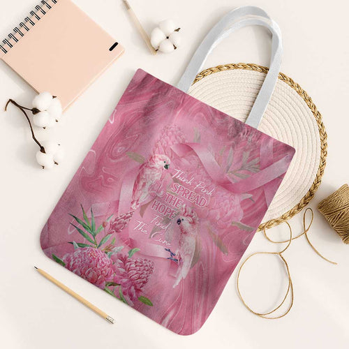 Australia Breast Cancer Awareness Tote Bag Think Pink Cockatoos Ribbon - Aussie Hoodie