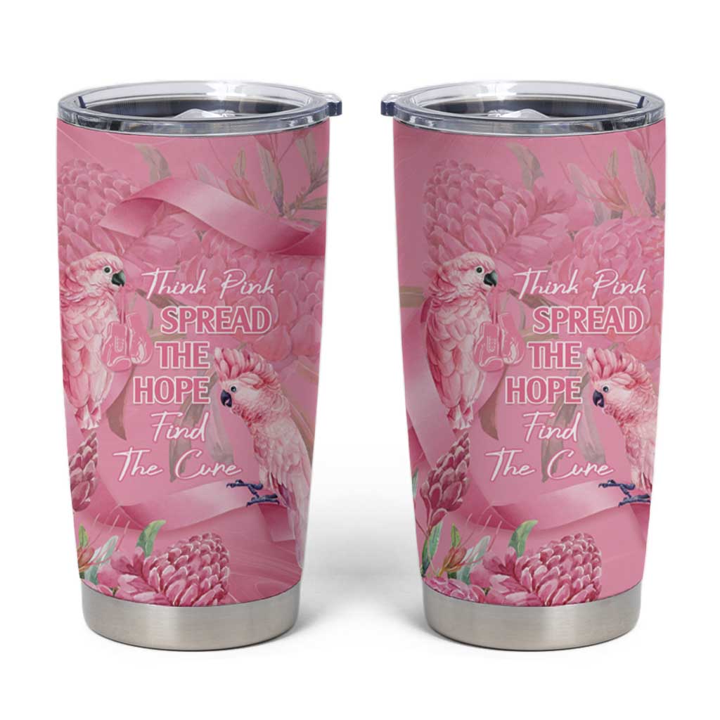 Australia Breast Cancer Awareness Tumbler Cup Think Pink Cockatoos Ribbon - Aussie Hoodie