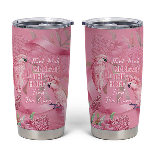 Australia Breast Cancer Awareness Tumbler Cup Think Pink Cockatoos Ribbon - Aussie Hoodie