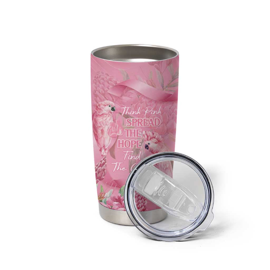 Australia Breast Cancer Awareness Tumbler Cup Think Pink Cockatoos Ribbon - Aussie Hoodie