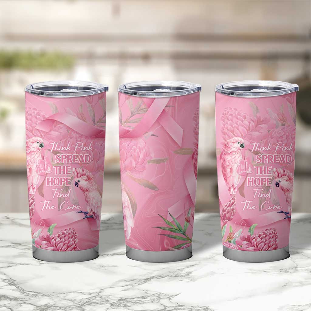 Australia Breast Cancer Awareness Tumbler Cup Think Pink Cockatoos Ribbon - Aussie Hoodie