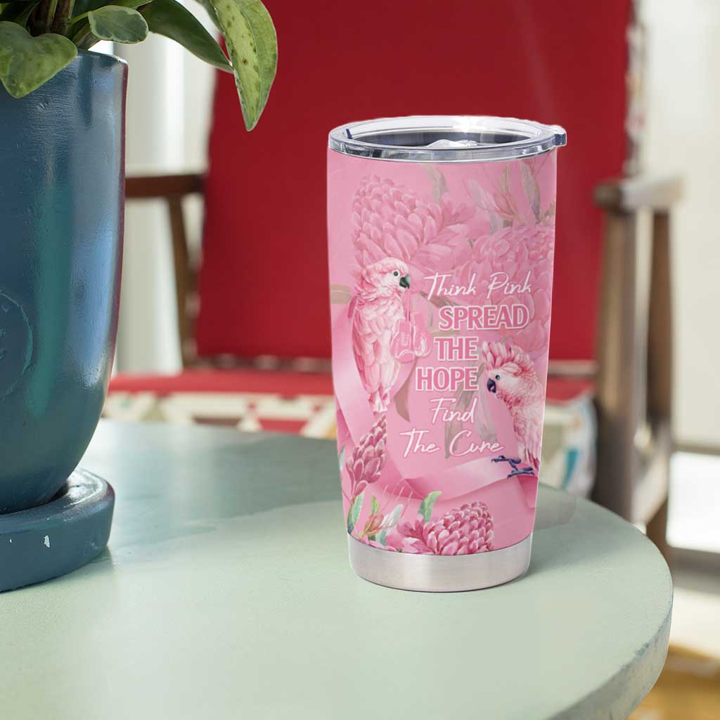 Australia Breast Cancer Awareness Tumbler Cup Think Pink Cockatoos Ribbon - Aussie Hoodie