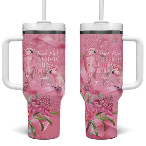 Australia Breast Cancer Awareness Tumbler With Handle Think Pink Cockatoos Ribbon - Aussie Hoodie