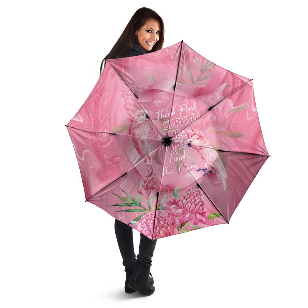 Australia Breast Cancer Awareness Umbrella Think Pink Cockatoos Ribbon - Aussie Hoodie