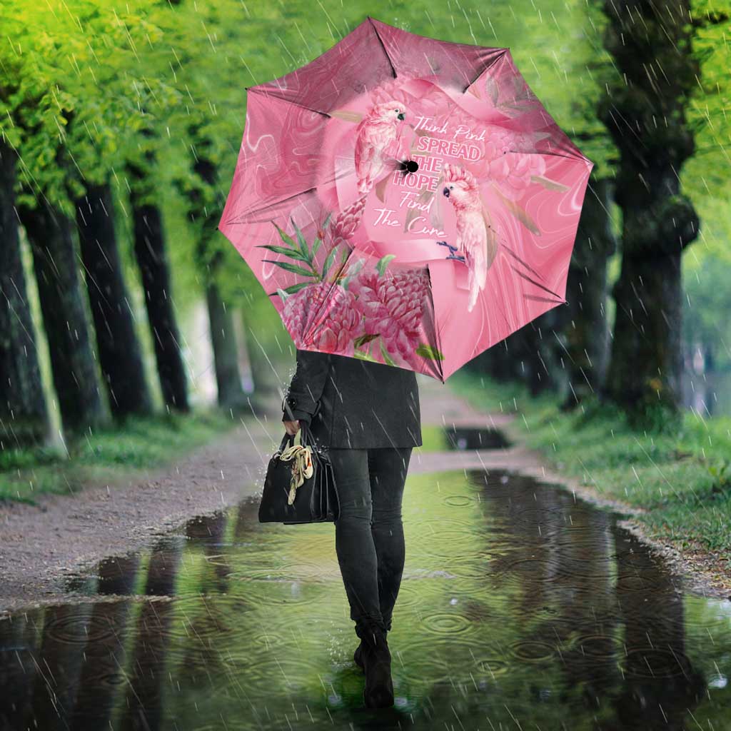 Australia Breast Cancer Awareness Umbrella Think Pink Cockatoos Ribbon - Aussie Hoodie