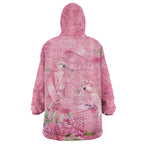 Australia Breast Cancer Awareness Wearable Blanket Hoodie Think Pink Cockatoos Ribbon - Aussie Hoodie