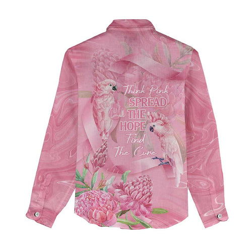 Australia Breast Cancer Awareness Women Casual Shirt Think Pink Cockatoos Ribbon - Aussie Hoodie