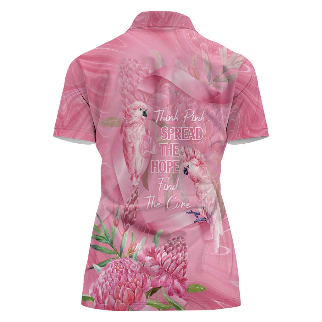 Australia Breast Cancer Awareness Women Polo Shirt Think Pink Cockatoos Ribbon - Aussie Hoodie