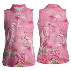 Australia Breast Cancer Awareness Women Sleeveless Polo Shirt Think Pink Cockatoos Ribbon - Aussie Hoodie