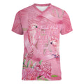 Australia Breast Cancer Awareness Women V-Neck T-Shirt Think Pink Cockatoos Ribbon - Aussie Hoodie