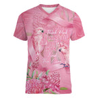 Australia Breast Cancer Awareness Women V-Neck T-Shirt Think Pink Cockatoos Ribbon - Aussie Hoodie