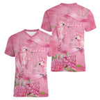 Australia Breast Cancer Awareness Women V-Neck T-Shirt Think Pink Cockatoos Ribbon - Aussie Hoodie