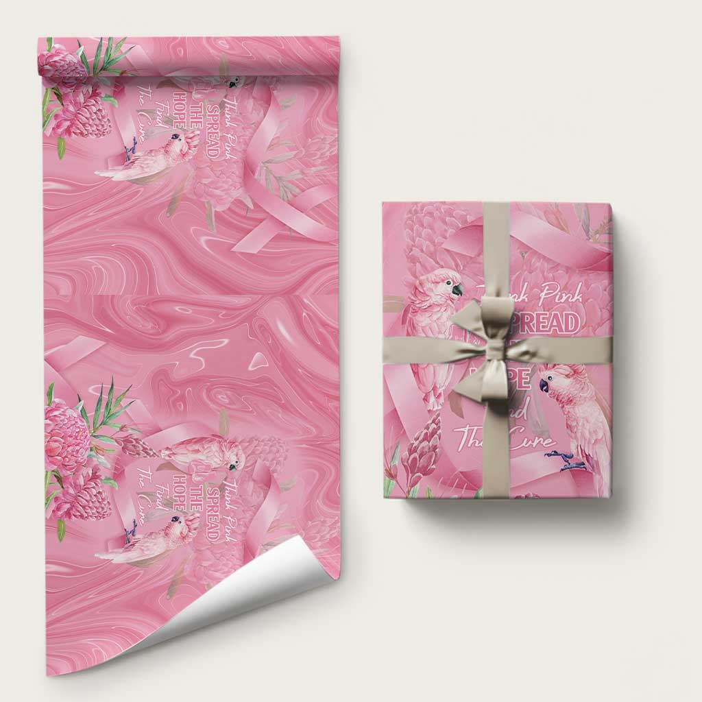 Australia Breast Cancer Awareness Wrapping Paper Think Pink Cockatoos Ribbon - Aussie Hoodie