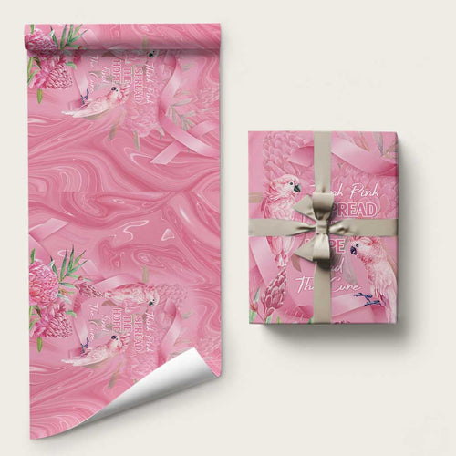Australia Breast Cancer Awareness Wrapping Paper Think Pink Cockatoos Ribbon - Aussie Hoodie