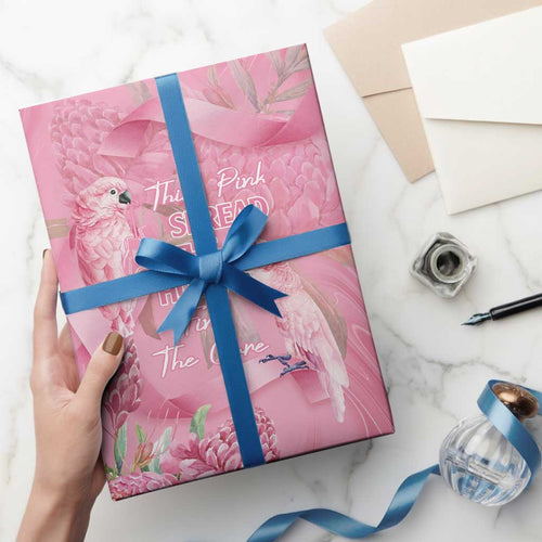 Australia Breast Cancer Awareness Wrapping Paper Think Pink Cockatoos Ribbon - Aussie Hoodie