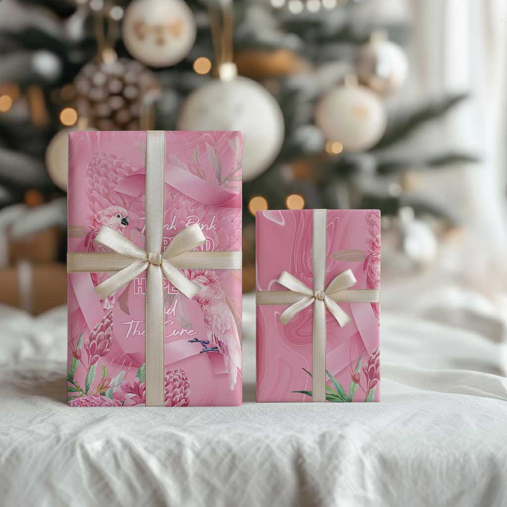 Australia Breast Cancer Awareness Wrapping Paper Think Pink Cockatoos Ribbon - Aussie Hoodie