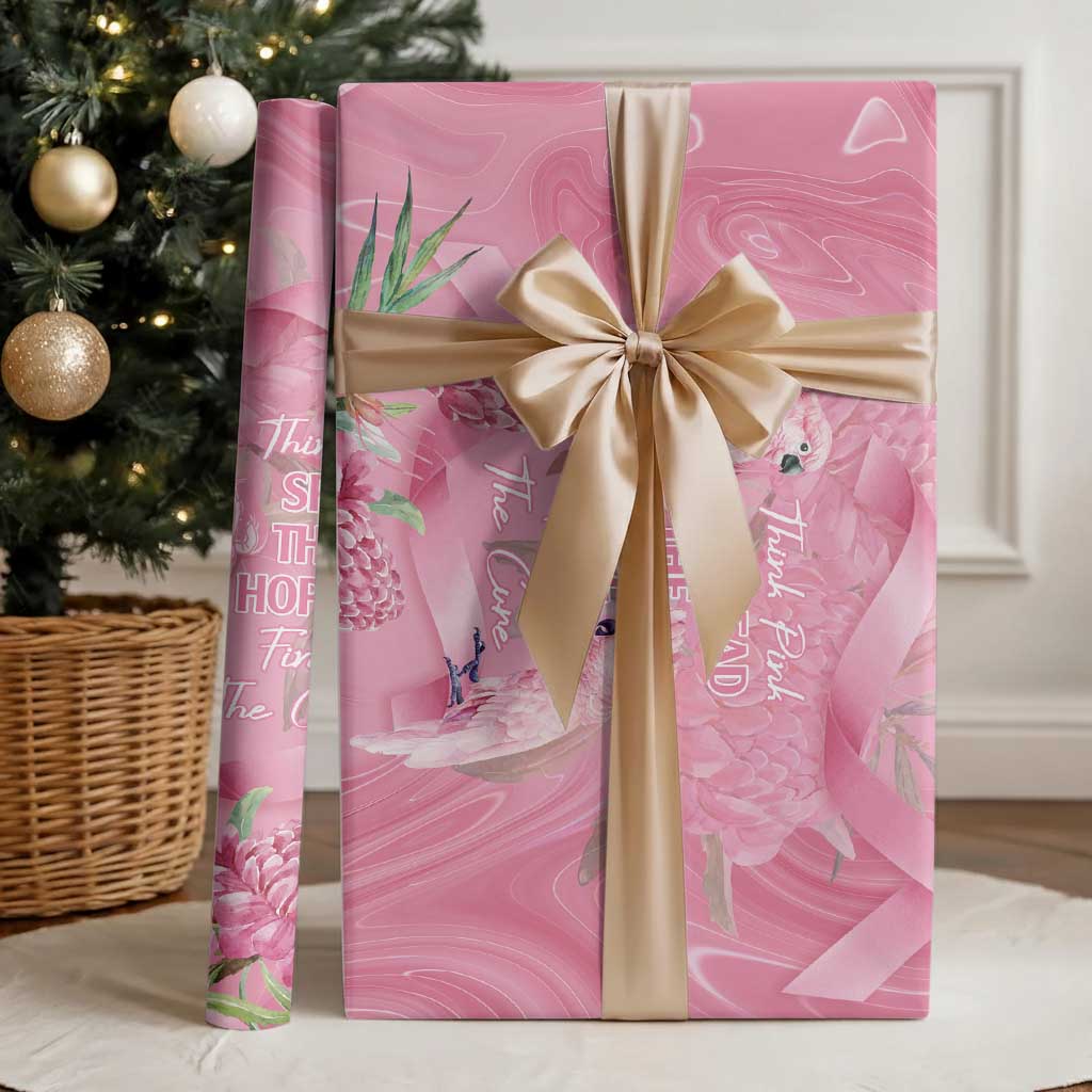 Australia Breast Cancer Awareness Wrapping Paper Think Pink Cockatoos Ribbon - Aussie Hoodie