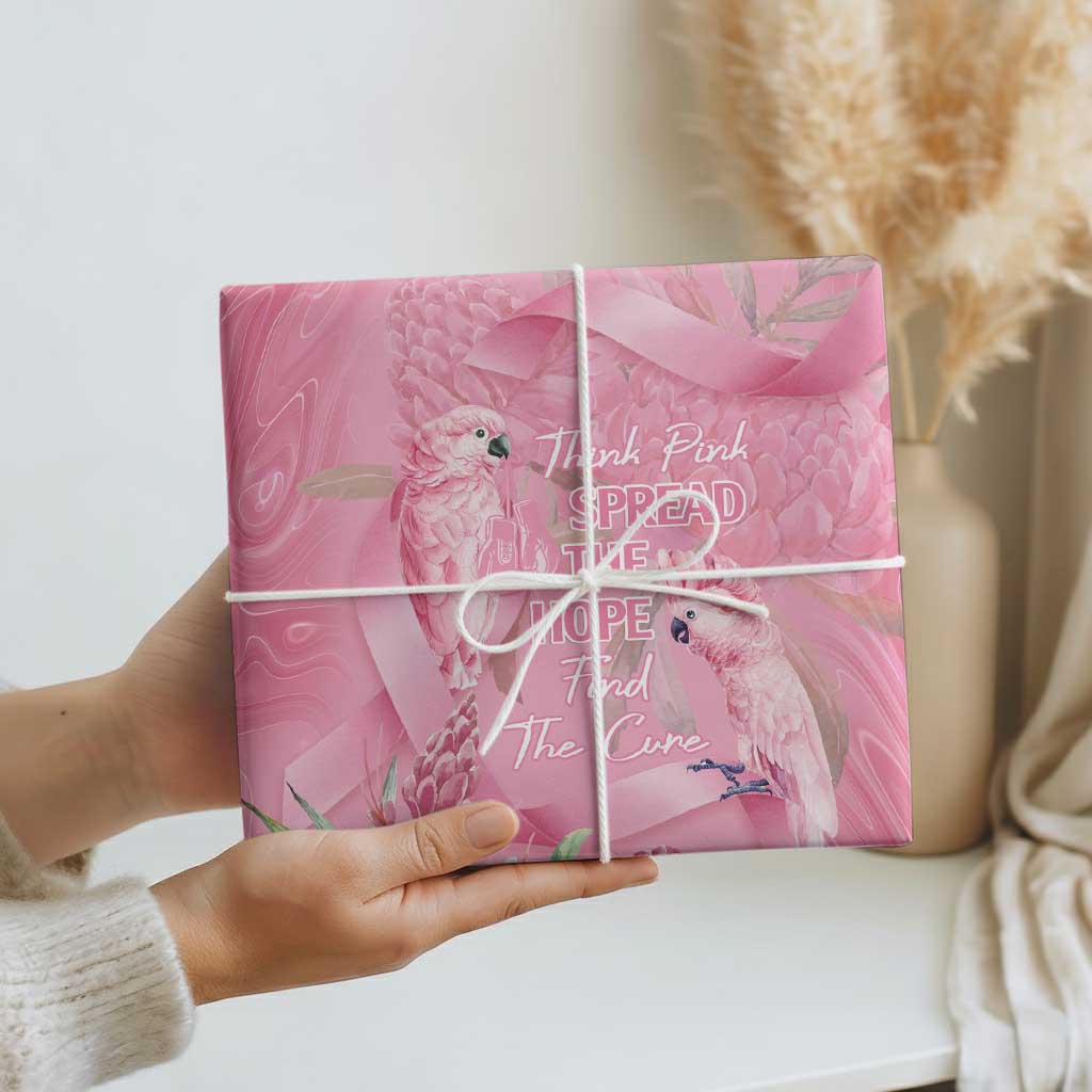 Australia Breast Cancer Awareness Wrapping Paper Think Pink Cockatoos Ribbon - Aussie Hoodie