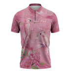 Australia Breast Cancer Awareness Zipper Polo Shirt Think Pink Cockatoos Ribbon - Aussie Hoodie