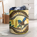 Superb Fairywren Bottlebrush Australia Indigenous Art Laundry Basket