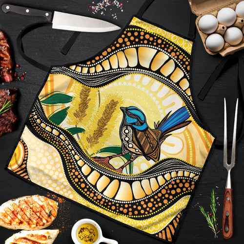 Superb Fairywren Bottlebrush Australia Indigenous Art Apron
