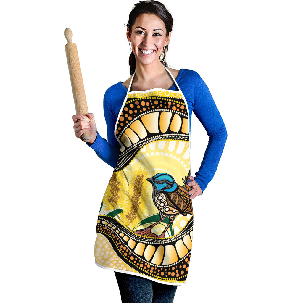 Superb Fairywren Bottlebrush Australia Indigenous Art Apron