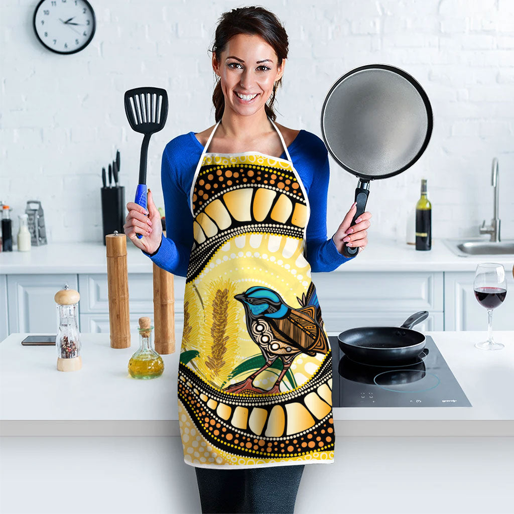 Superb Fairywren Bottlebrush Australia Indigenous Art Apron