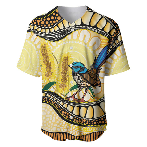 Superb Fairywren Bottlebrush Australia Indigenous Art Baseball Jersey