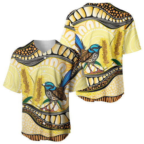 Superb Fairywren Bottlebrush Australia Indigenous Art Baseball Jersey