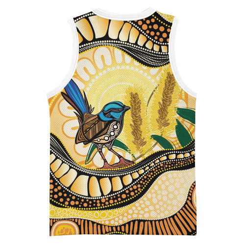 Superb Fairywren Bottlebrush Australia Indigenous Art Basketball Jersey